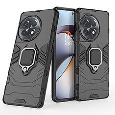 Custodia Silicone e Plastica Opaca Cover con Magnetico Anello Supporto KC2 per OnePlus 11R 5G Nero