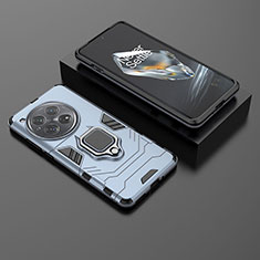 Custodia Silicone e Plastica Opaca Cover con Magnetico Anello Supporto KC2 per OnePlus 12 5G Blu