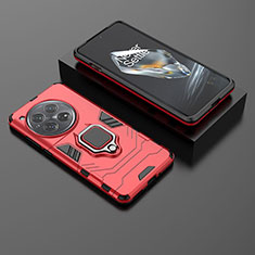 Custodia Silicone e Plastica Opaca Cover con Magnetico Anello Supporto KC2 per OnePlus 12 5G Rosso