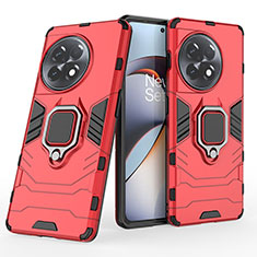 Custodia Silicone e Plastica Opaca Cover con Magnetico Anello Supporto KC2 per OnePlus Ace 2 5G Rosso