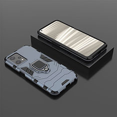 Custodia Silicone e Plastica Opaca Cover con Magnetico Anello Supporto KC2 per Realme 9 Pro 5G Blu