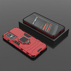 Custodia Silicone e Plastica Opaca Cover con Magnetico Anello Supporto KC2 per Realme GT Neo3 5G Rosso