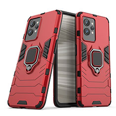 Custodia Silicone e Plastica Opaca Cover con Magnetico Anello Supporto KC2 per Realme GT2 Pro 5G Rosso