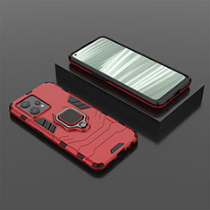 Custodia Silicone e Plastica Opaca Cover con Magnetico Anello Supporto KC2 per Realme Narzo 50 Pro 5G Rosso