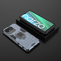 Custodia Silicone e Plastica Opaca Cover con Magnetico Anello Supporto KC2 per Realme Narzo 50A Blu