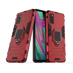 Custodia Silicone e Plastica Opaca Cover con Magnetico Anello Supporto KC2 per Samsung Galaxy A41 Rosso
