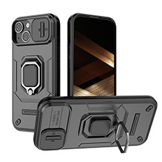 Custodia Silicone e Plastica Opaca Cover con Magnetico Anello Supporto KC3 per Apple iPhone 13 Nero