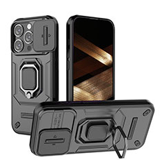 Custodia Silicone e Plastica Opaca Cover con Magnetico Anello Supporto KC3 per Apple iPhone 13 Pro Max Nero