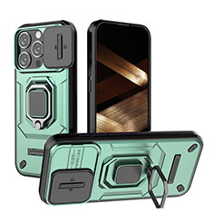 Custodia Silicone e Plastica Opaca Cover con Magnetico Anello Supporto KC3 per Apple iPhone 13 Pro Max Verde