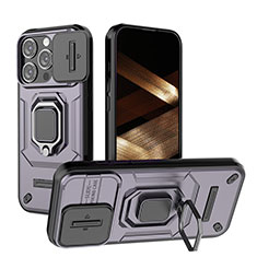 Custodia Silicone e Plastica Opaca Cover con Magnetico Anello Supporto KC3 per Apple iPhone 13 Pro Max Viola