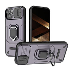 Custodia Silicone e Plastica Opaca Cover con Magnetico Anello Supporto KC3 per Apple iPhone 13 Viola