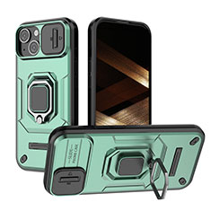 Custodia Silicone e Plastica Opaca Cover con Magnetico Anello Supporto KC3 per Apple iPhone 14 Plus Verde