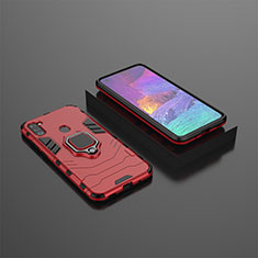 Custodia Silicone e Plastica Opaca Cover con Magnetico Anello Supporto KC3 per Samsung Galaxy A11 Rosso