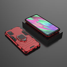 Custodia Silicone e Plastica Opaca Cover con Magnetico Anello Supporto KC3 per Samsung Galaxy A41 Rosso