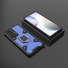 Custodia Silicone e Plastica Opaca Cover con Magnetico Anello Supporto KC3 per Vivo X70 Pro 5G Blu