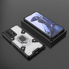 Custodia Silicone e Plastica Opaca Cover con Magnetico Anello Supporto KC3 per Xiaomi Mi 11T 5G Bianco