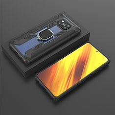 Custodia Silicone e Plastica Opaca Cover con Magnetico Anello Supporto KC3 per Xiaomi Poco X3 Pro Nero