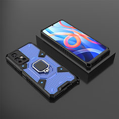 Custodia Silicone e Plastica Opaca Cover con Magnetico Anello Supporto KC3 per Xiaomi Redmi Note 11 5G Blu