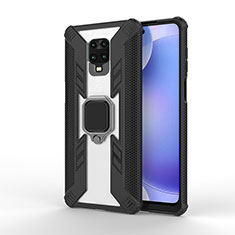 Custodia Silicone e Plastica Opaca Cover con Magnetico Anello Supporto KC3 per Xiaomi Redmi Note 9 Pro Max Nero