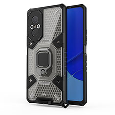 Custodia Silicone e Plastica Opaca Cover con Magnetico Anello Supporto KC4 per Huawei Nova 9 SE Nero