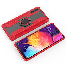 Custodia Silicone e Plastica Opaca Cover con Magnetico Anello Supporto KC4 per Samsung Galaxy A30S Rosso