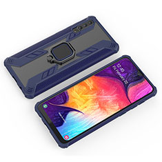 Custodia Silicone e Plastica Opaca Cover con Magnetico Anello Supporto KC4 per Samsung Galaxy A50S Blu