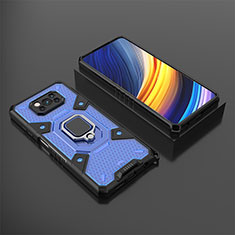 Custodia Silicone e Plastica Opaca Cover con Magnetico Anello Supporto KC4 per Xiaomi Poco X3 Pro Blu