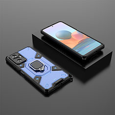 Custodia Silicone e Plastica Opaca Cover con Magnetico Anello Supporto KC4 per Xiaomi Redmi Note 10 Pro 4G Blu