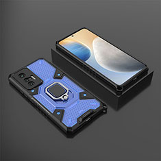 Custodia Silicone e Plastica Opaca Cover con Magnetico Anello Supporto KC5 per Vivo X70 5G Blu