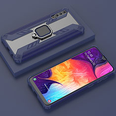 Custodia Silicone e Plastica Opaca Cover con Magnetico Anello Supporto KC6 per Samsung Galaxy A30S Blu