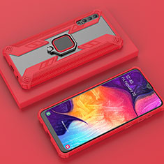 Custodia Silicone e Plastica Opaca Cover con Magnetico Anello Supporto KC6 per Samsung Galaxy A30S Rosso