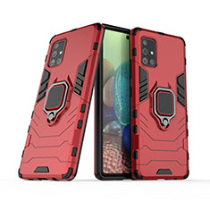 Custodia Silicone e Plastica Opaca Cover con Magnetico Anello Supporto KC6 per Samsung Galaxy A71 4G A715 Rosso