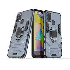 Custodia Silicone e Plastica Opaca Cover con Magnetico Anello Supporto KC6 per Samsung Galaxy M21s Blu