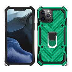 Custodia Silicone e Plastica Opaca Cover con Magnetico Anello Supporto M01 per Apple iPhone 12 Pro Max Verde