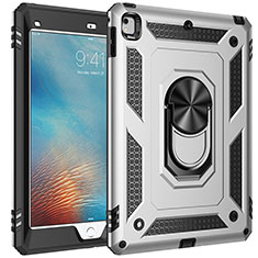 Custodia Silicone e Plastica Opaca Cover con Magnetico Anello Supporto MQ1 per Apple iPad Air 2 Argento