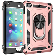 Custodia Silicone e Plastica Opaca Cover con Magnetico Anello Supporto MQ1 per Apple iPad Mini 4 Oro Rosa