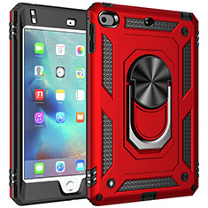 Custodia Silicone e Plastica Opaca Cover con Magnetico Anello Supporto MQ1 per Apple iPad Mini 4 Rosso