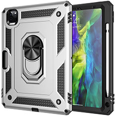 Custodia Silicone e Plastica Opaca Cover con Magnetico Anello Supporto MQ1 per Apple iPad Pro 11 (2020) Argento