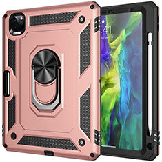 Custodia Silicone e Plastica Opaca Cover con Magnetico Anello Supporto MQ1 per Apple iPad Pro 11 (2020) Oro Rosa