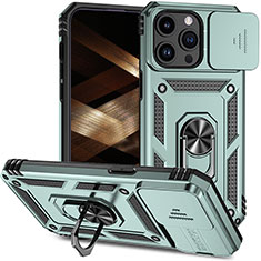 Custodia Silicone e Plastica Opaca Cover con Magnetico Anello Supporto MQ1 per Apple iPhone 14 Pro Max Verde