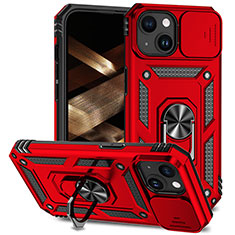 Custodia Silicone e Plastica Opaca Cover con Magnetico Anello Supporto MQ1 per Apple iPhone 14 Rosso