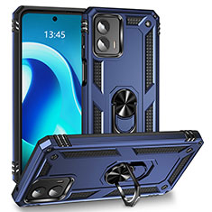 Custodia Silicone e Plastica Opaca Cover con Magnetico Anello Supporto MQ1 per Motorola Moto G 5G (2023) Blu