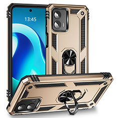 Custodia Silicone e Plastica Opaca Cover con Magnetico Anello Supporto MQ1 per Motorola Moto G 5G (2023) Oro