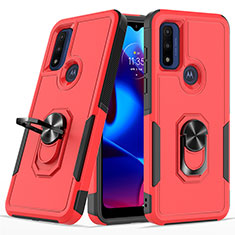 Custodia Silicone e Plastica Opaca Cover con Magnetico Anello Supporto MQ1 per Motorola Moto G Power (2022) Rosso