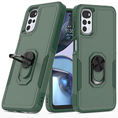 Custodia Silicone e Plastica Opaca Cover con Magnetico Anello Supporto MQ1 per Motorola Moto G22 Verde Notte