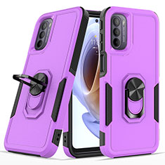 Custodia Silicone e Plastica Opaca Cover con Magnetico Anello Supporto MQ1 per Motorola Moto G31 Viola