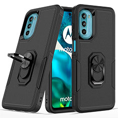 Custodia Silicone e Plastica Opaca Cover con Magnetico Anello Supporto MQ1 per Motorola MOTO G52 Nero