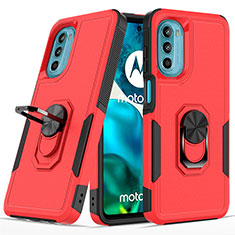 Custodia Silicone e Plastica Opaca Cover con Magnetico Anello Supporto MQ1 per Motorola Moto G82 5G Rosso