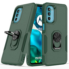 Custodia Silicone e Plastica Opaca Cover con Magnetico Anello Supporto MQ1 per Motorola Moto G82 5G Verde Notte