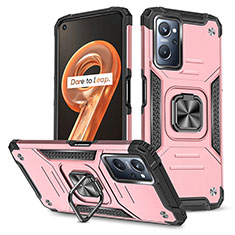 Custodia Silicone e Plastica Opaca Cover con Magnetico Anello Supporto MQ1 per Oppo A96 4G Oro Rosa